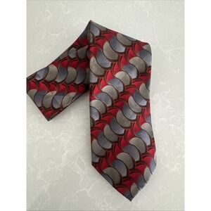 Jos. A. Bank  Silk Geometric Tie Red Gray